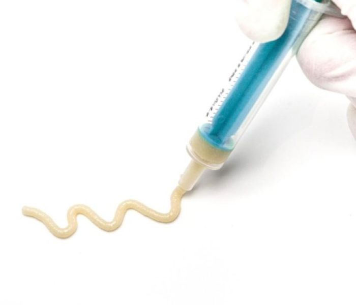 Abb. 2: maxgraft(R) +HyA in der Körnung XS zur präzisen Applikation (Foto: Straumann GmbH)